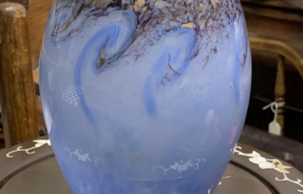 stunning blue monart Scottish art glass vase for sale