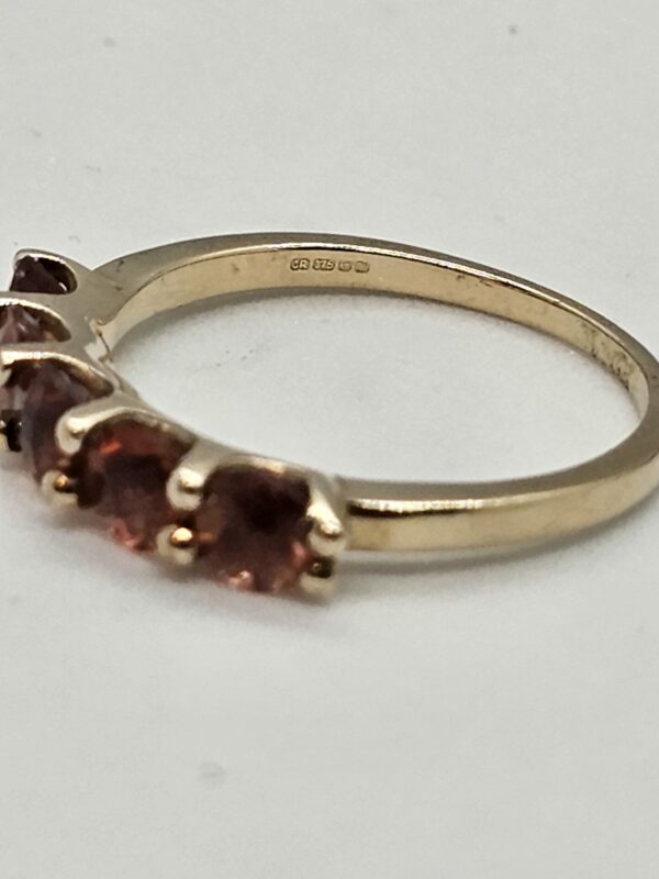 Peach 5 Stone Eternity Gold Ring - Image 3