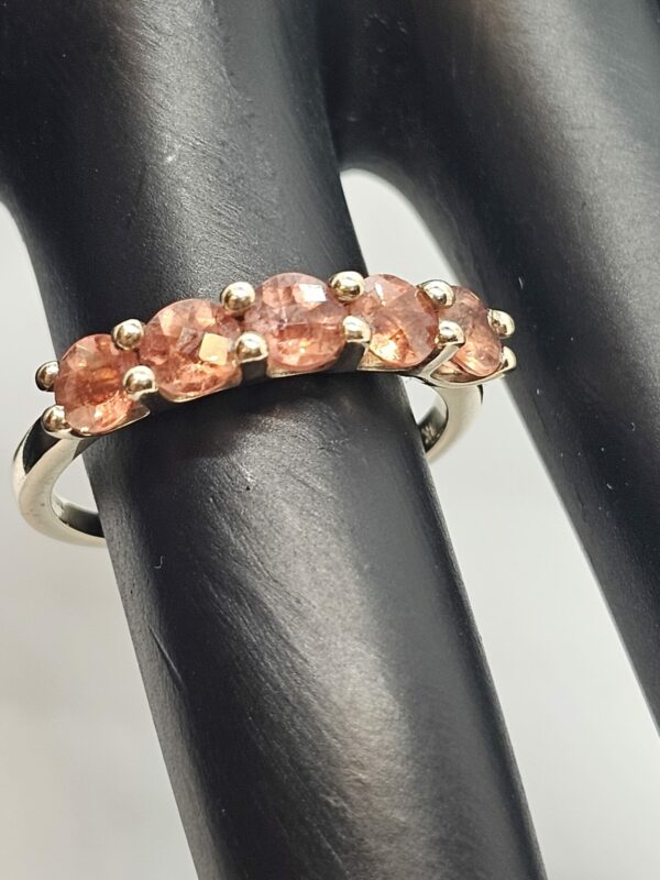 Peach 5 Stone Eternity Gold Ring - Image 4