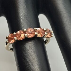 Peach 5 Stone Eternity Gold Ring