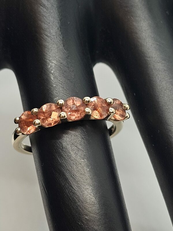 Peach 5 Stone Eternity Gold Ring