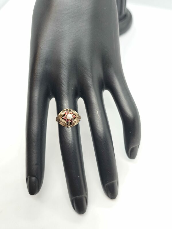 Edwardian Garnet & Pearl Ring - Image 5