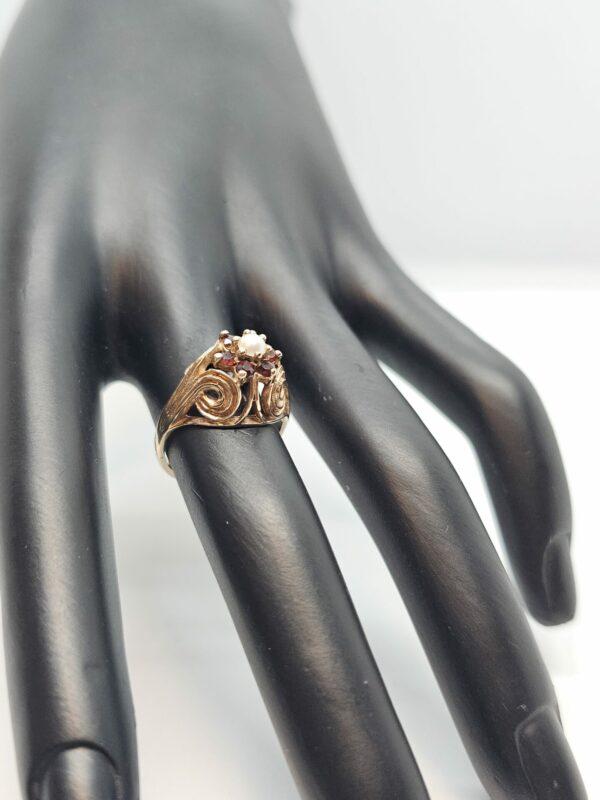 Edwardian Garnet & Pearl Ring - Image 6