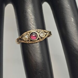 Antique Ruby and seed Pearl Ring