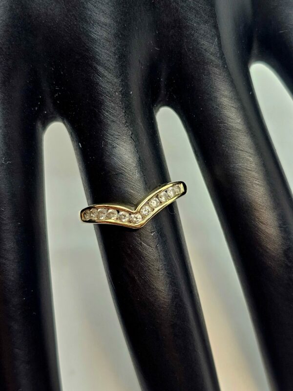 Gold Wishbone CZ ring - Image 4
