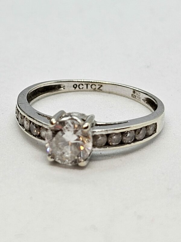 White Gold Cz Dress Ring - Image 6