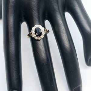Diamond and Sapphire Cluster Ring