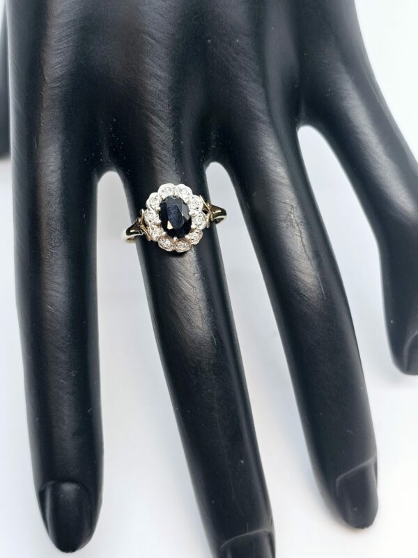 Diamond and Sapphire Cluster Ring