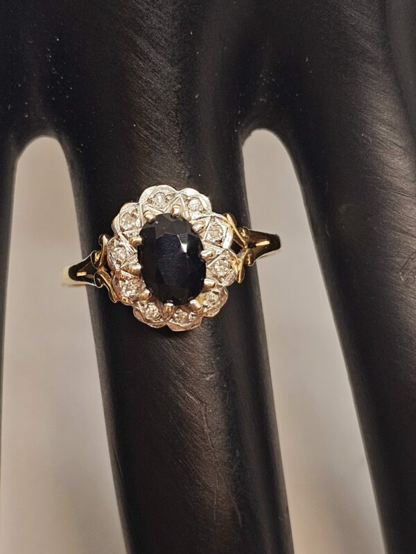 Diamond and Sapphire Cluster Ring - Image 2