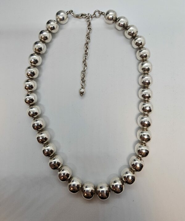 Silver Bead Necklace and Earring Set - Image 3