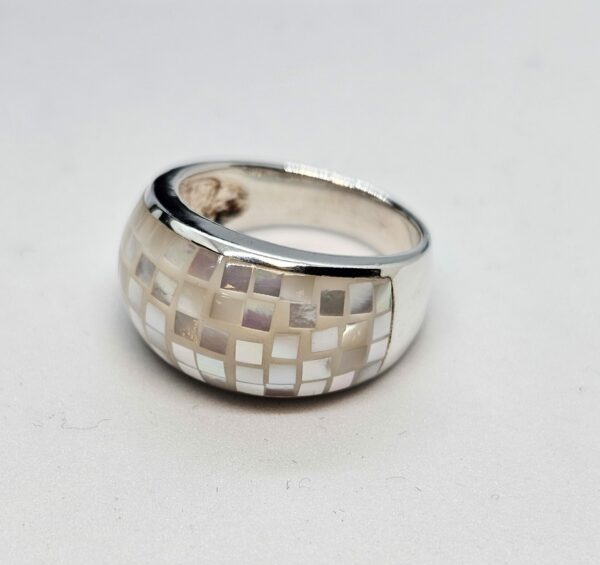 Mother of pearl mosaic Silver Ring - Image 4