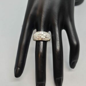 Mother of pearl mosaic Silver Ring