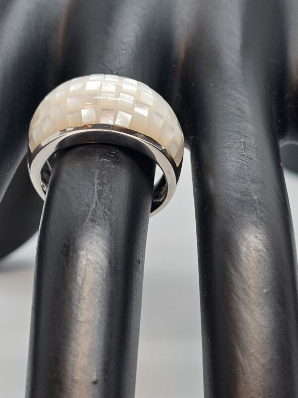 Mother of pearl mosaic Silver Ring - Image 3