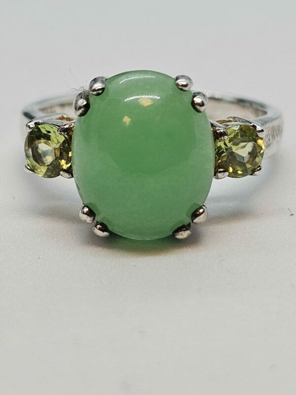 Jade and Peridot Silver Ring - Image 3