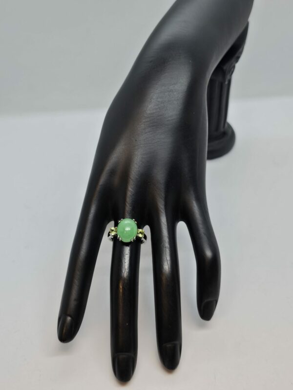 Jade and Peridot Silver Ring