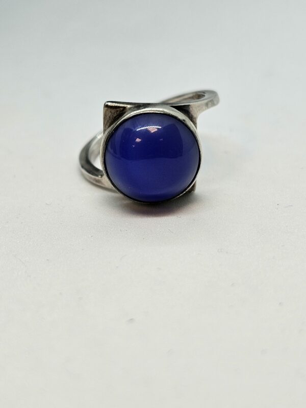 Blue Sea Glass Silver Ring - Image 4