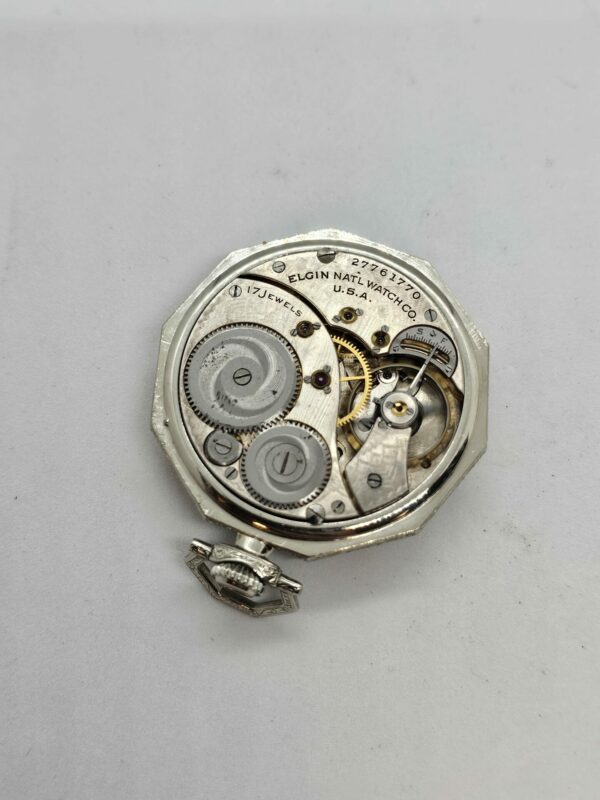 Elgin 14k Solid White Gold Pocket watch - Image 6