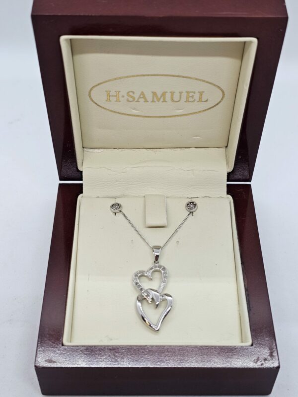 Double heart necklace and earring set