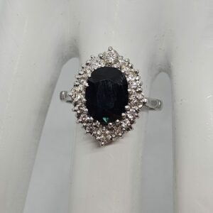 Sapphire Diamond Cluster Ring