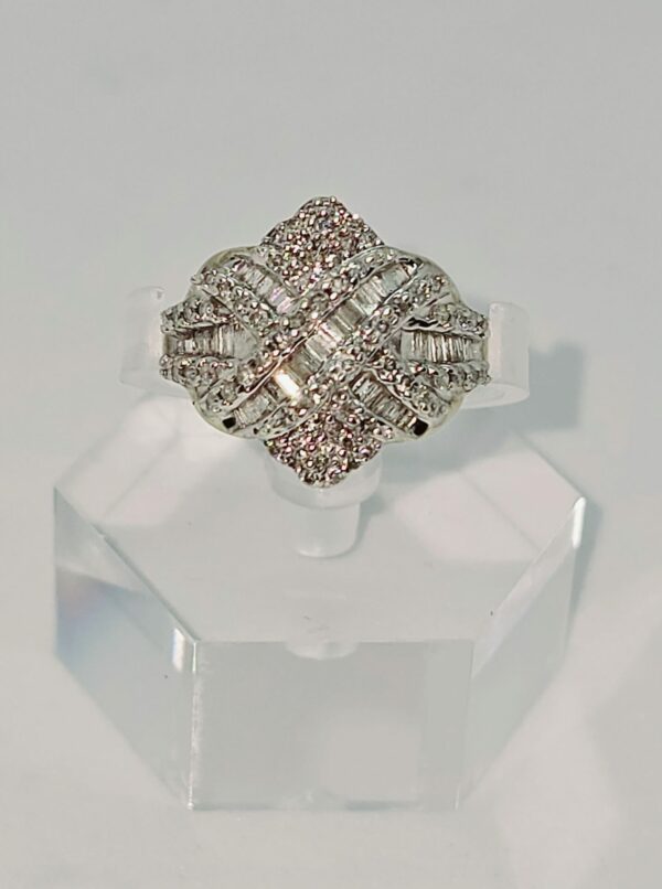 Diamond Crossover Gold Dress Ring - Image 4