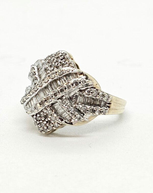 Diamond Crossover Gold Dress Ring - Image 5