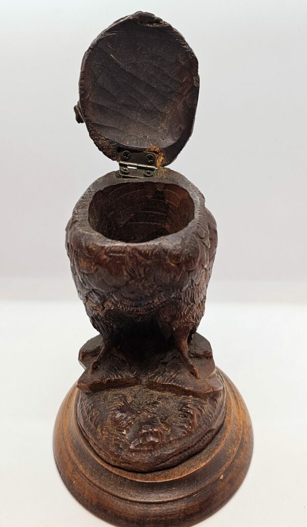 Black Forest Carved Wooden Owl Vesta - Image 2