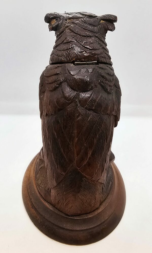 Black Forest Carved Wooden Owl Vesta - Image 4