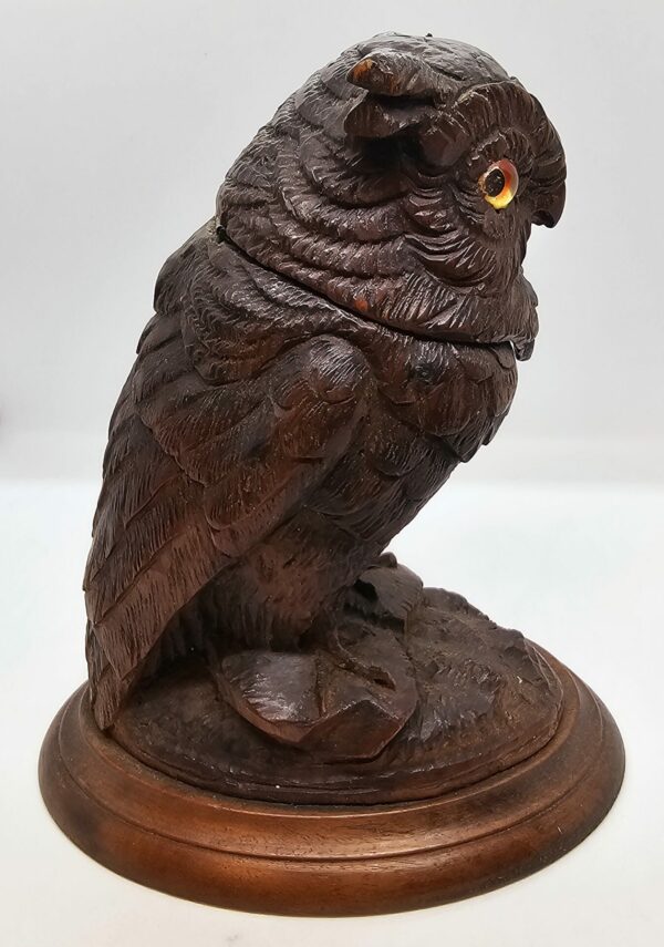 Black Forest Carved Wooden Owl Vesta - Image 5