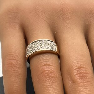 9ct gold and diamond wide band