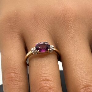 9ct gold Amethyst and diamond ladies ring