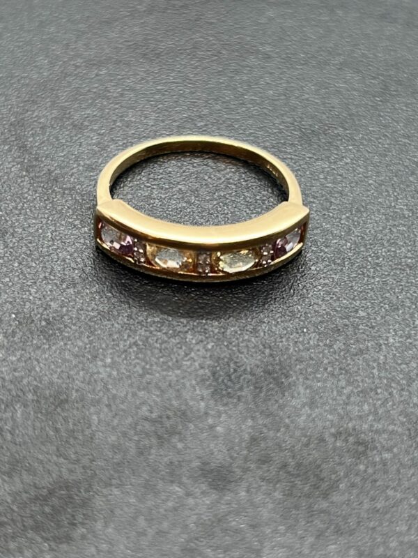 9ct gold gem set ladies band ring - Image 5