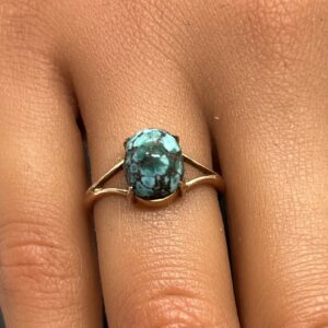 9ct gold and turquoise ladies ring