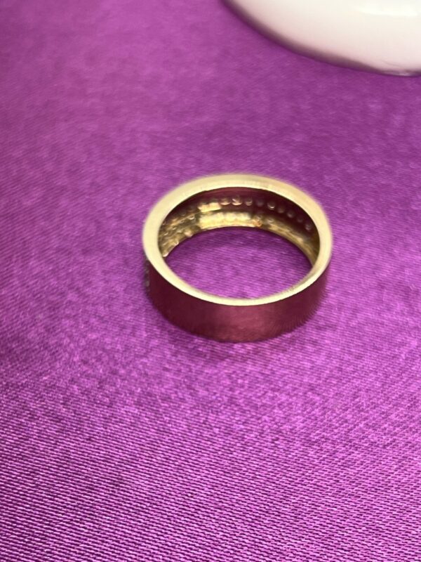 9ct gold diamond set wide band - Image 4