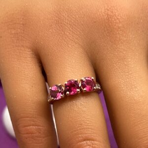 9ct  rose gold pink tourmaline and cz ring