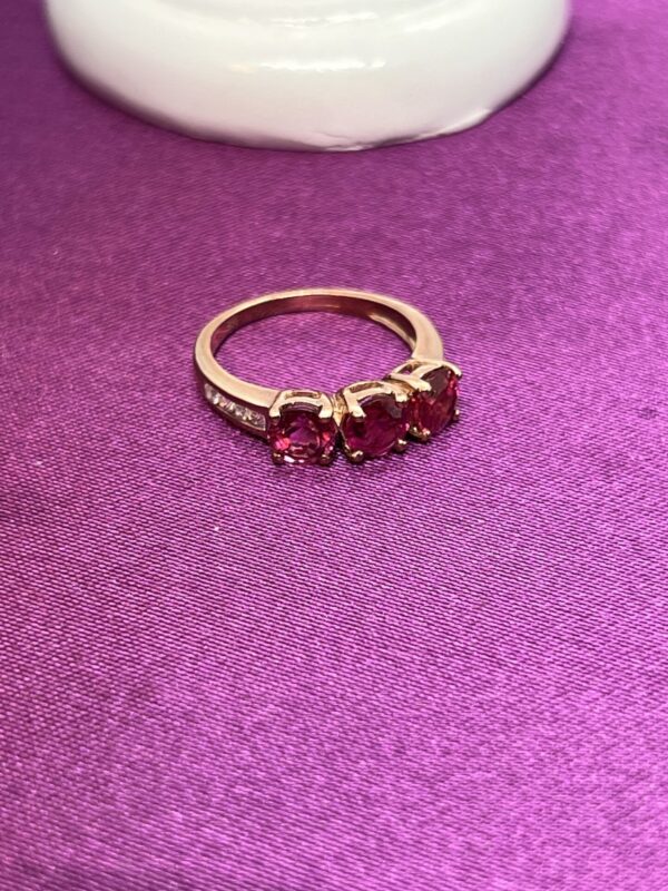 9ct  rose gold pink tourmaline and cz ring - Image 2