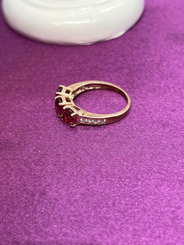 9ct  rose gold pink tourmaline and cz ring - Image 3