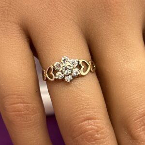 9ct gold cz flower set ladies ring