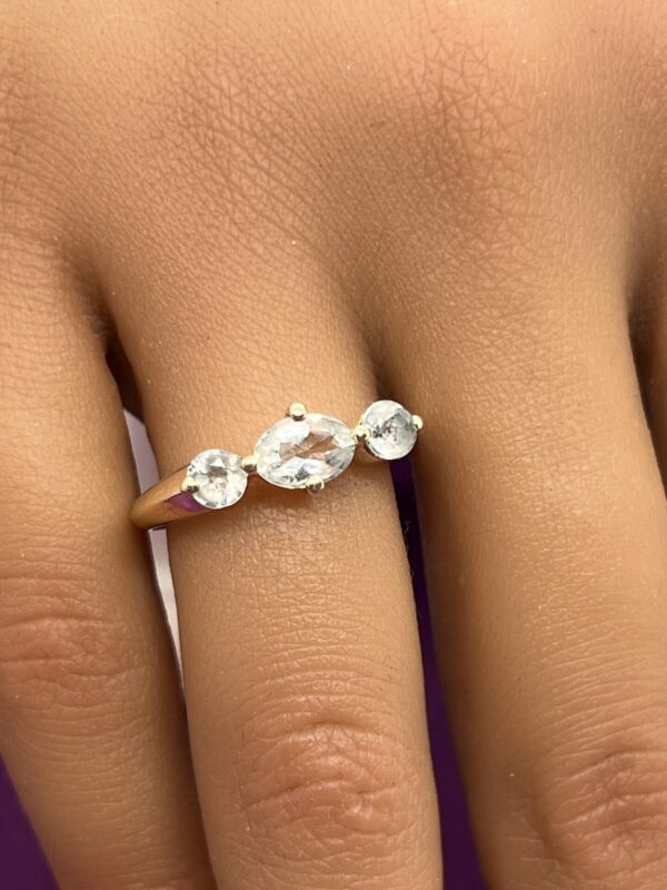 9ct gold three stone aquamarine trilogy