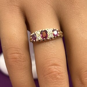 Vintage ruby and diamond set ladies ring