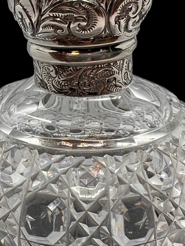 Victorian cut glass silver mounted scent bottle - Image 4
