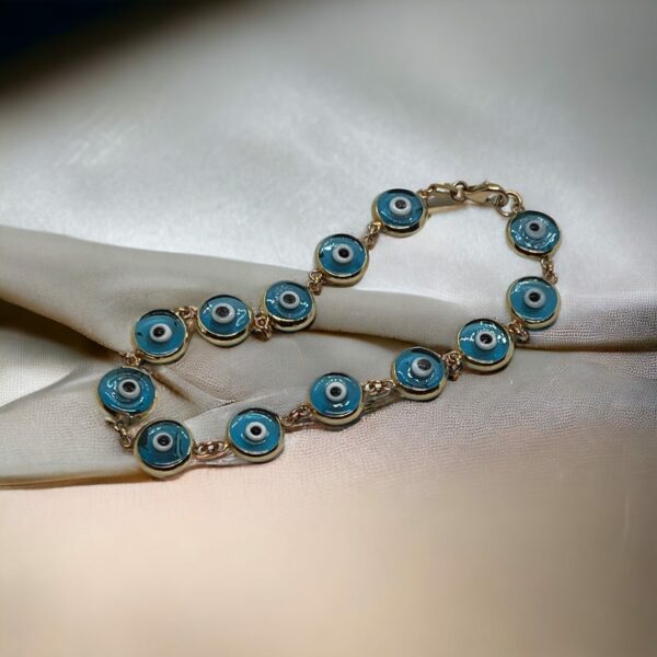 14ct gold evil eye talisman bracelet - Image 3