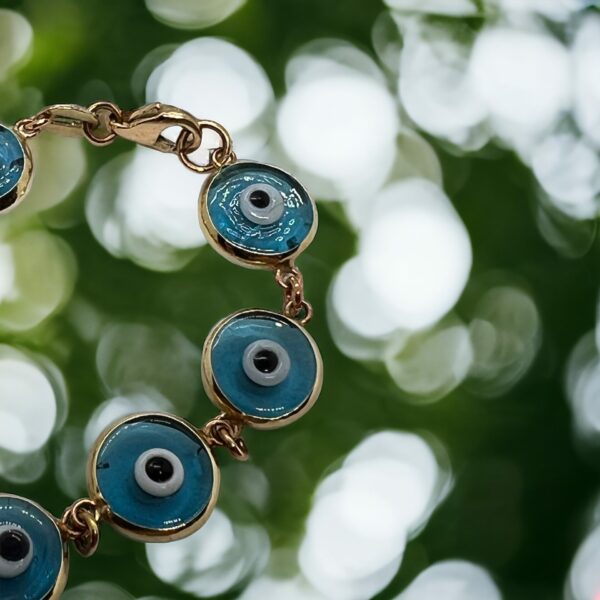 14ct gold evil eye talisman bracelet - Image 5