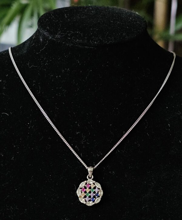 Silver necklace with Multicolour pendant