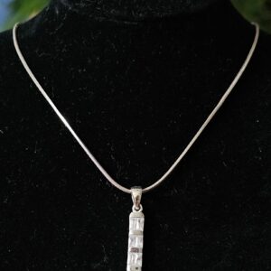 Old Florence Silver Necklace and Baguette bar pendant