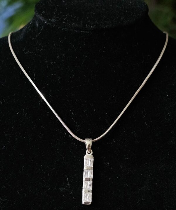 Old Florence Silver Necklace and Baguette bar pendant
