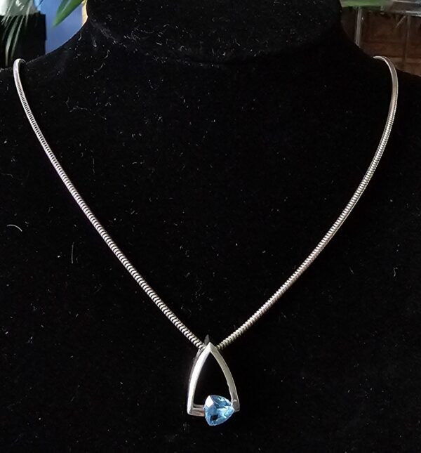 Silver Necklace and Blue stone pendant