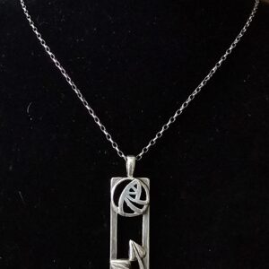 Silver Necklace and Mackintosh style rose pendant