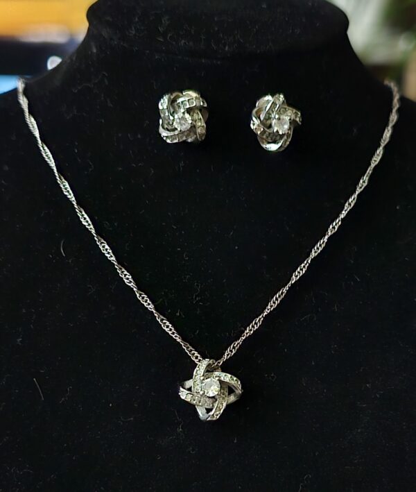 Silver Crisscross Necklace and Earrings