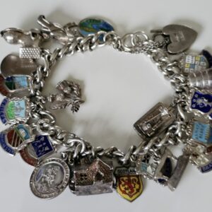 Chunky Silver and Enamel Charm Bracelet