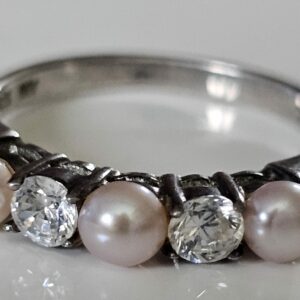 Pearl and CZ Silver Ring